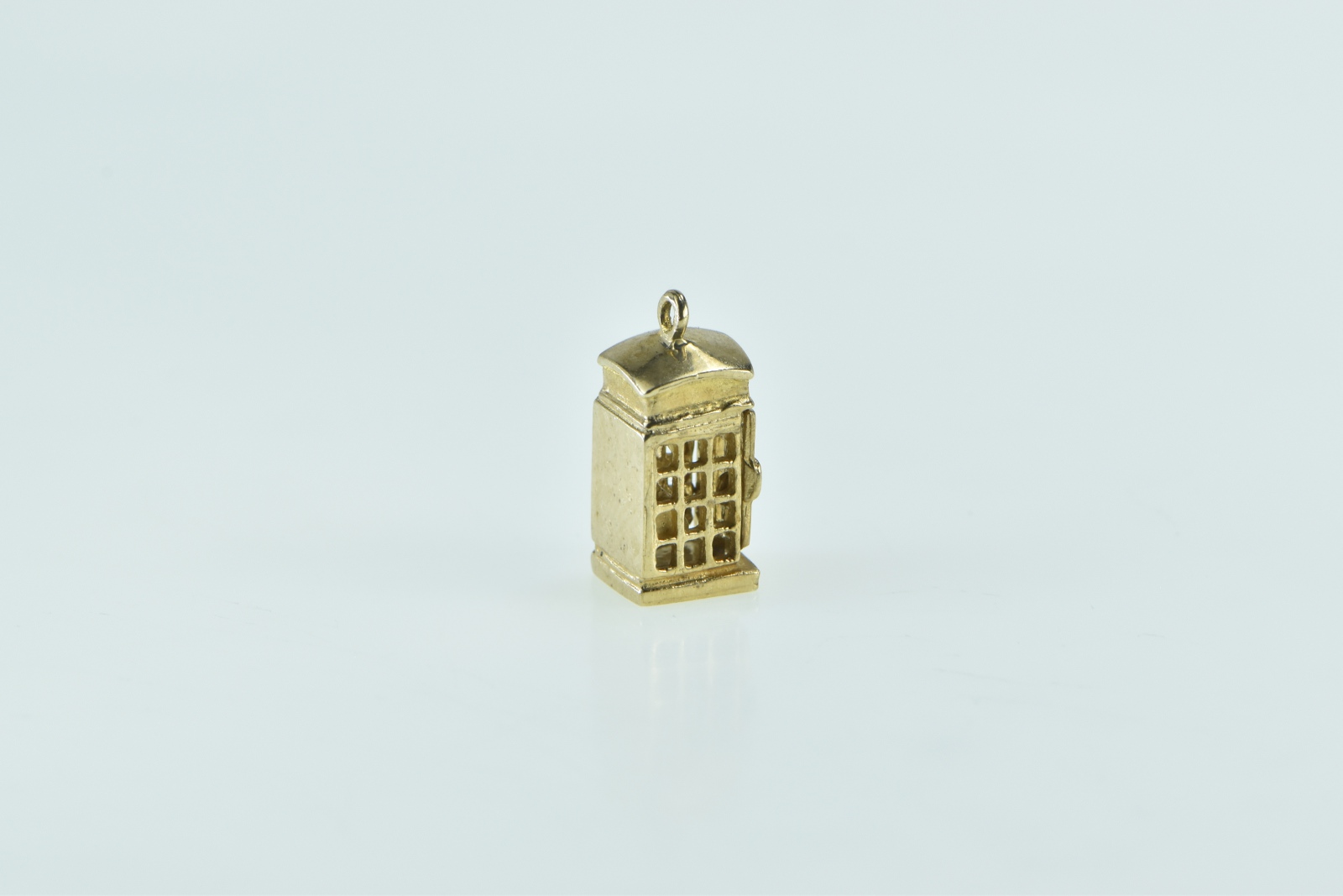 9K 3D Articulated London Phone Box Souvenir Yellow Gold Charm/Pendant