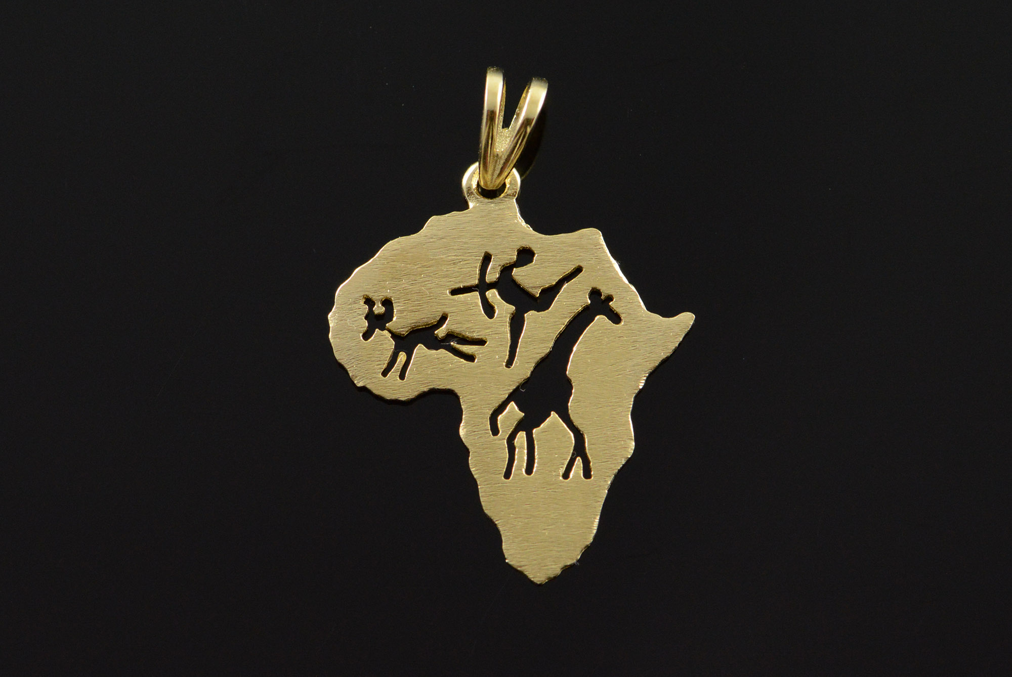 9k African Hunter Country Cutout Giraffe Bow Arrow Yellow Gold Charm Image 1 Of 4