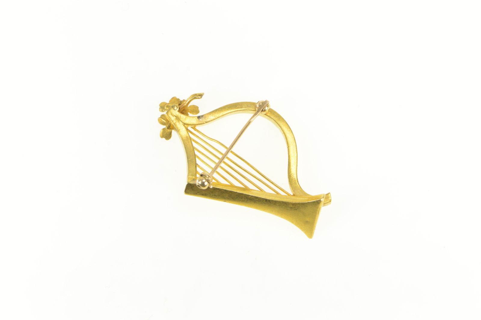 Gold Filled Green Enamel Floral Harp Musical Instrument Pin/Brooch ...