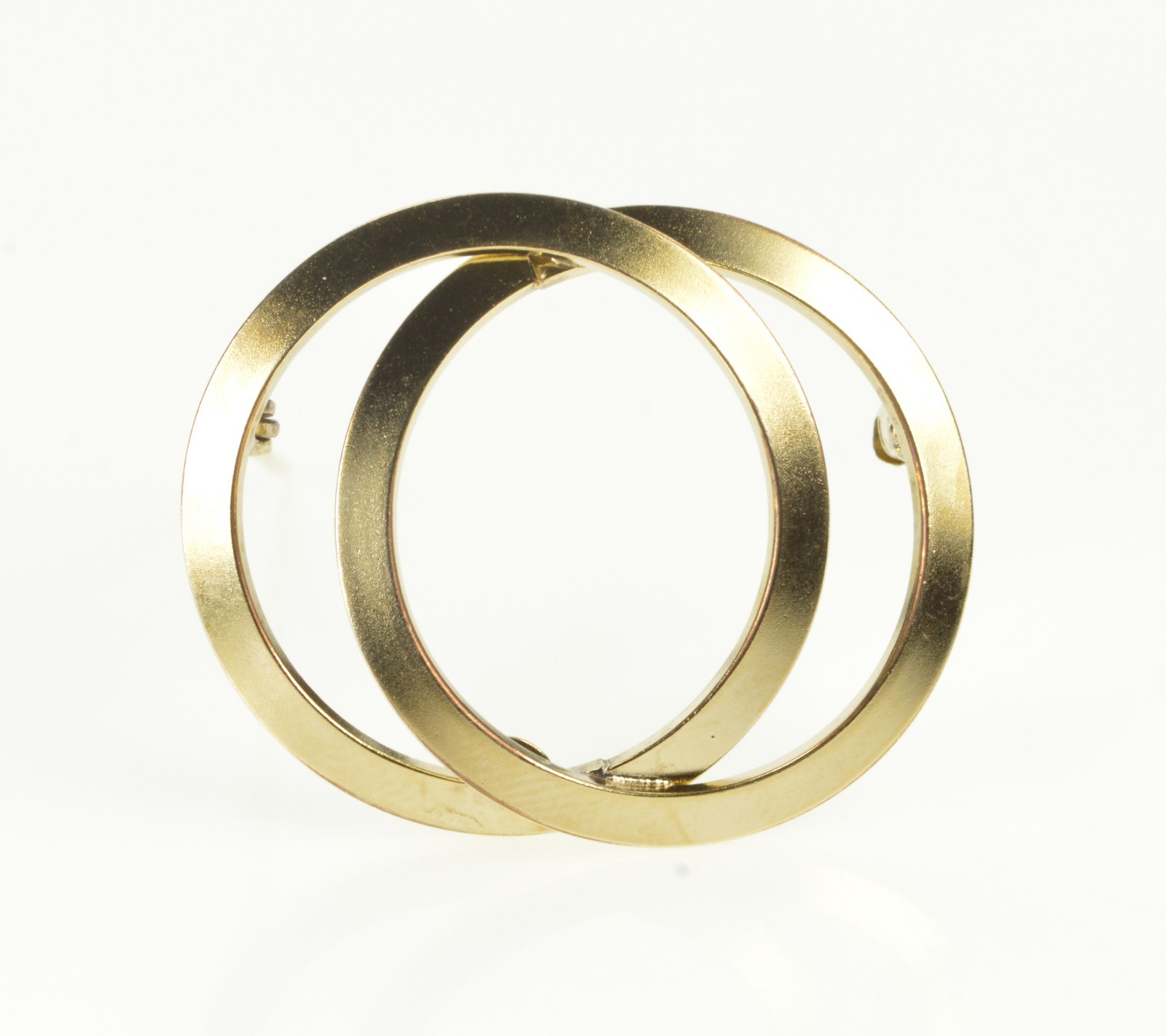 Gold Filled Retro Two Interlocking Circles Statement Pin/Brooch