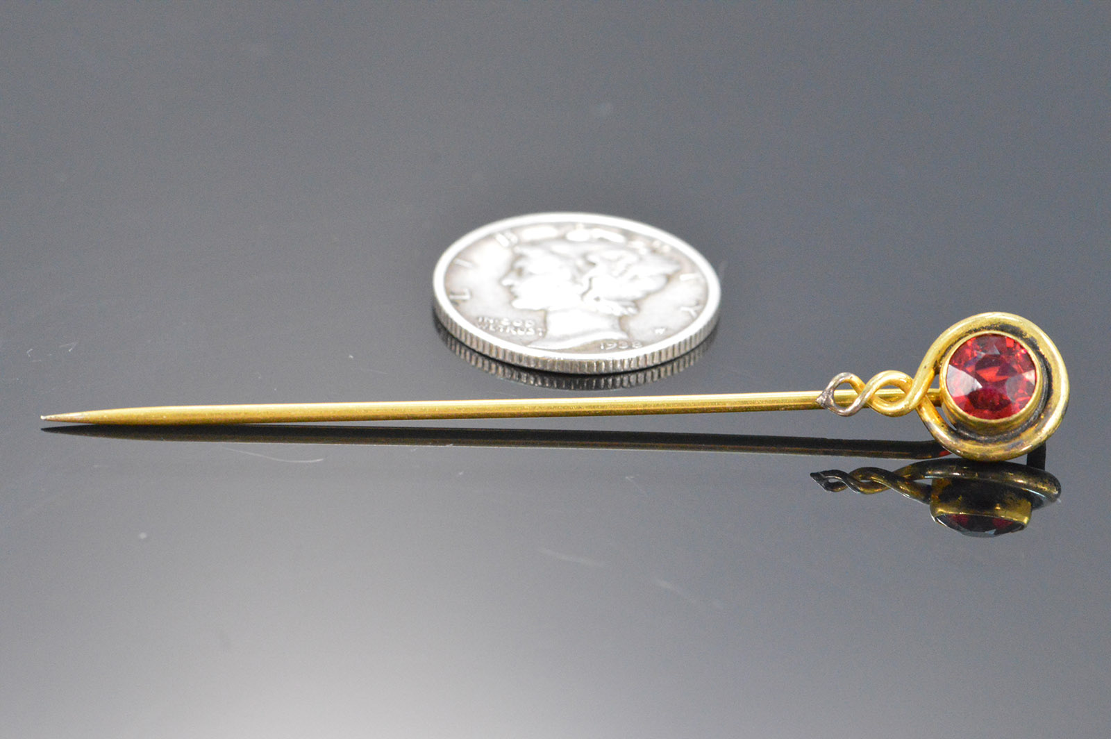 Gold Filled Vintage Bezel Set Red Stone Stick Pin | Property Room