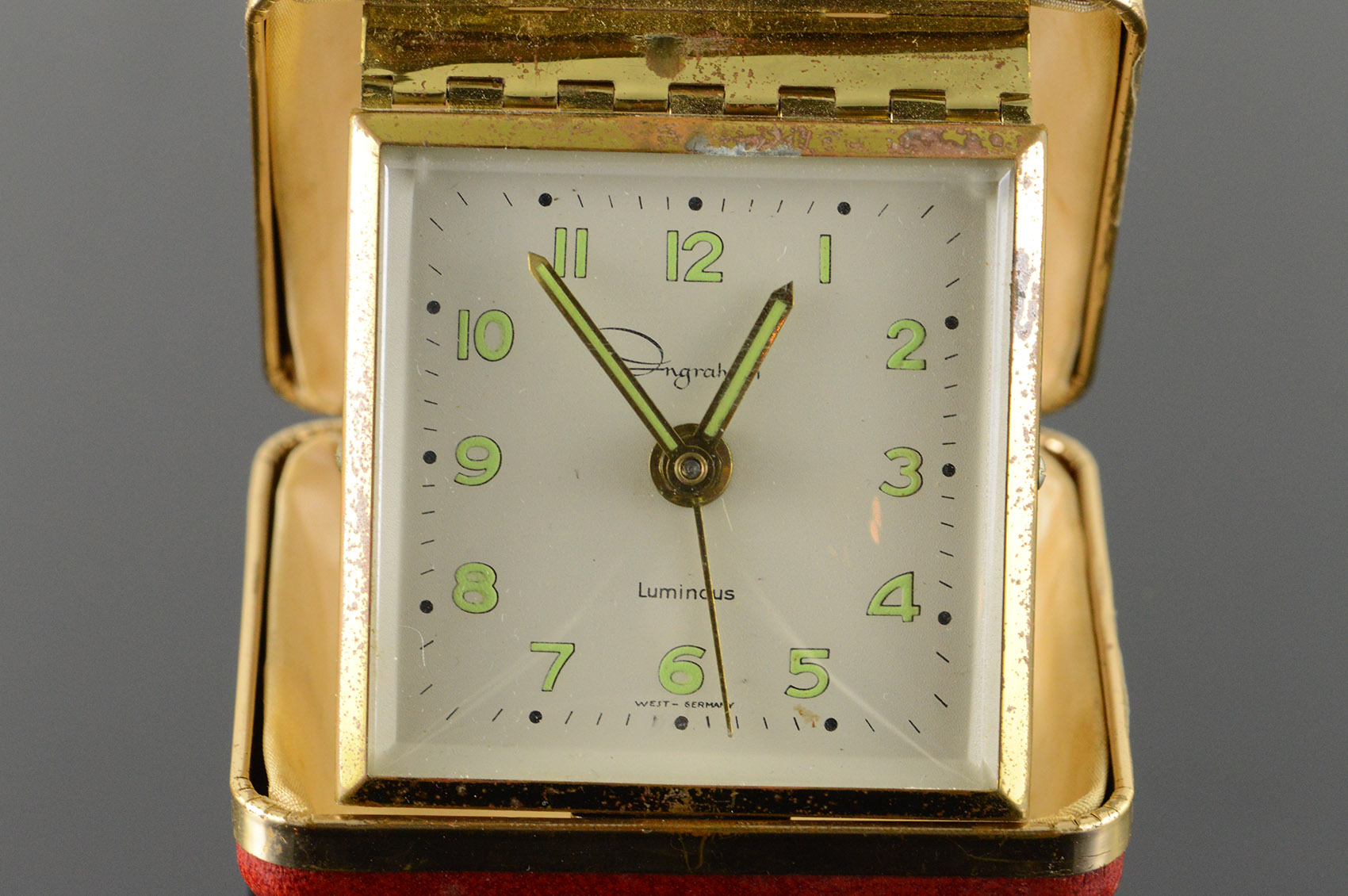 Ingraham Vintage Luminous Travel German Clock Property Room