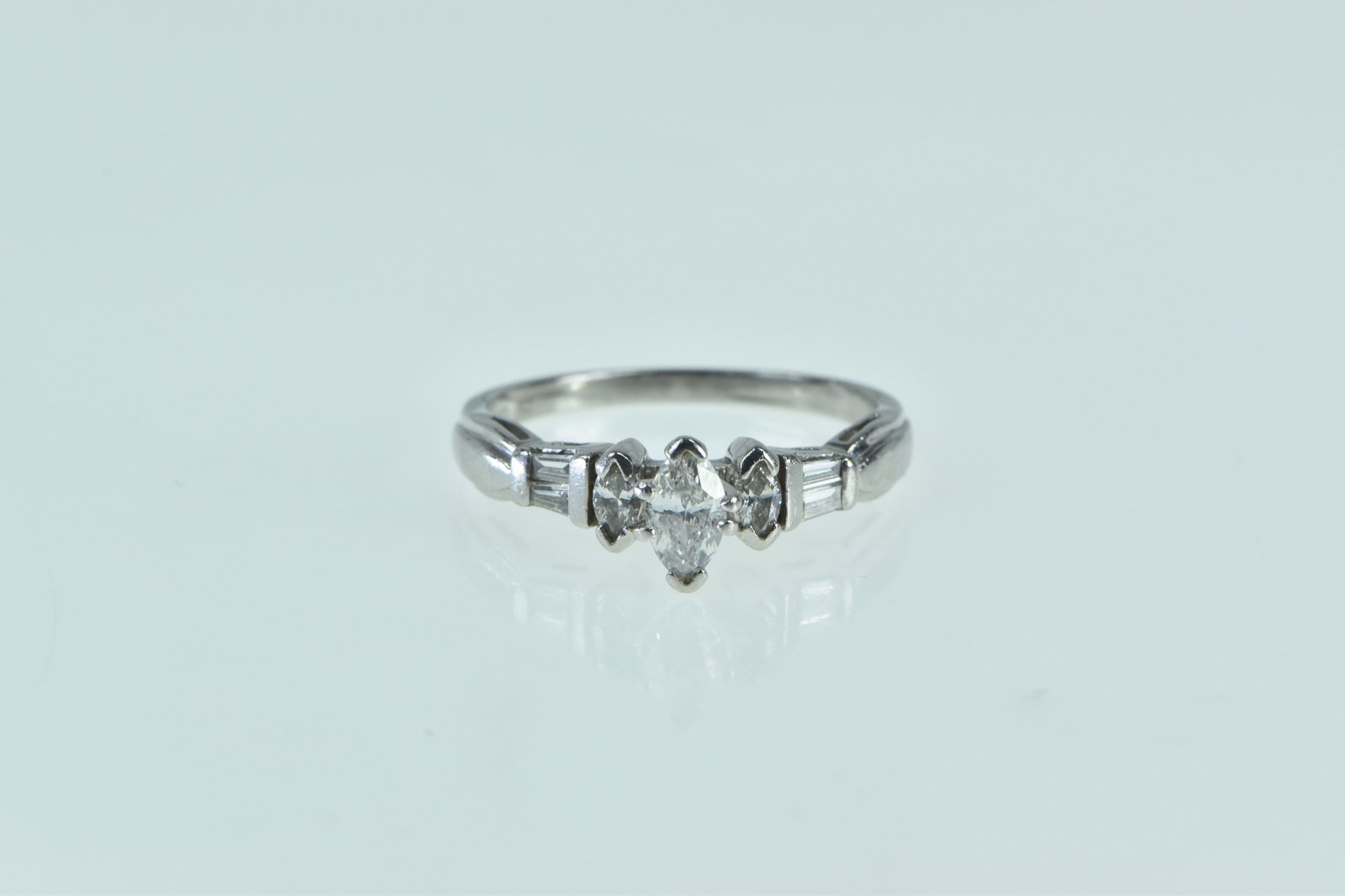 Platinum 0.50 Ctw Marquise Diamond Engagement Ring, Size 6.75