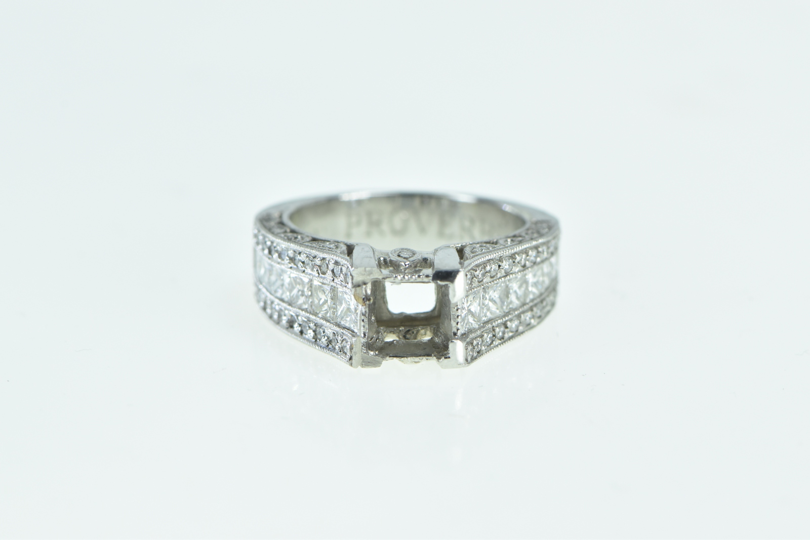 Platinum 1.57 Ctw Diamond Princess Engagement Setting Ring, Size 6