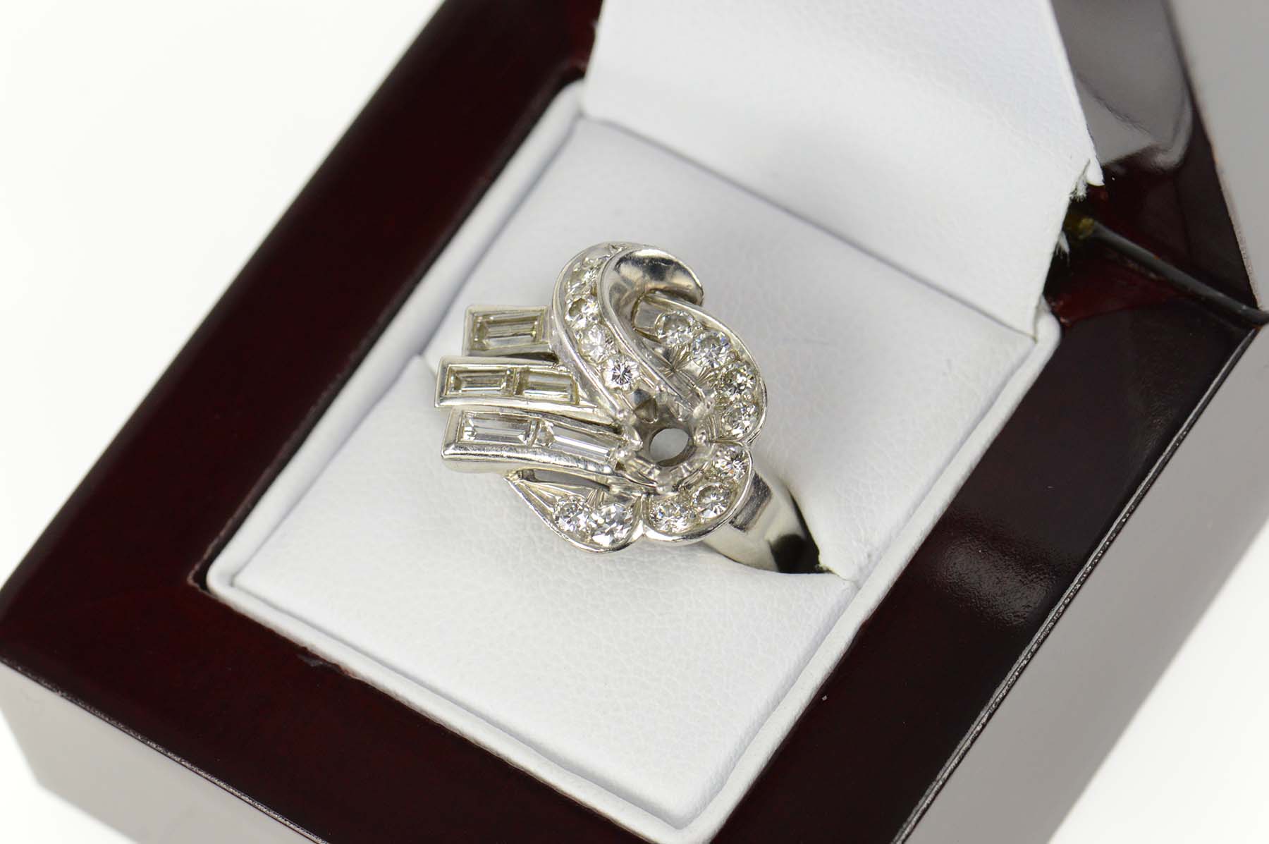 Platinum 1930's 1.55 Ctw Diamond Engagement Setting Ring, Size 6.25