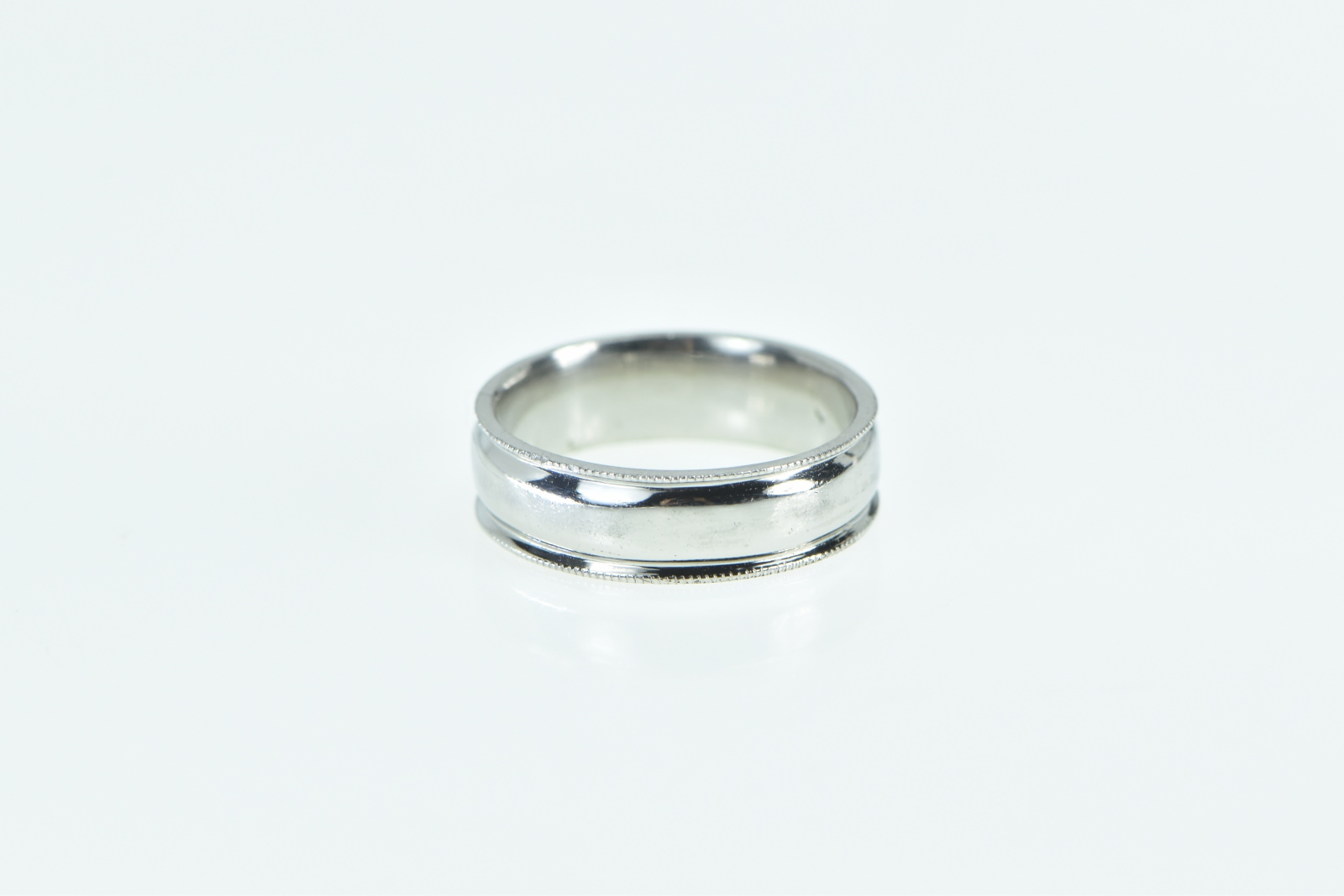 Platinum 5.25mm Vintage Classic Grooved Wedding Band Ring, Size 5.25