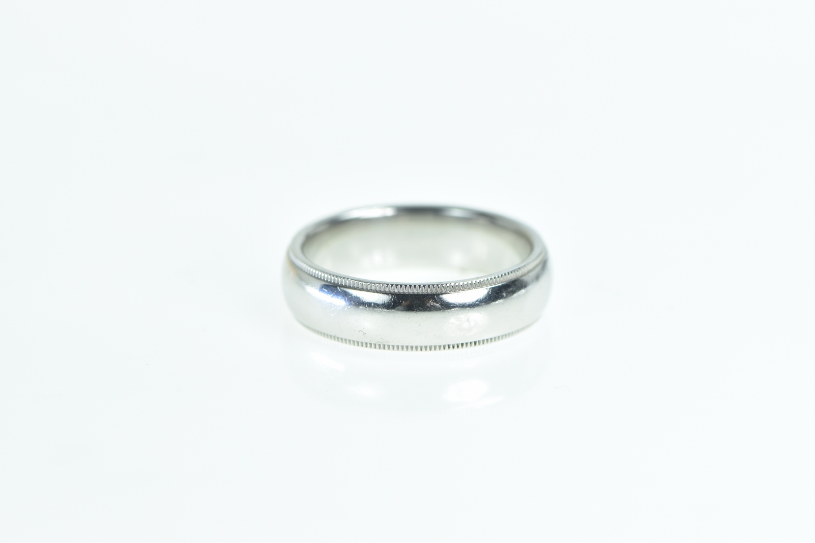 Platinum 6.1mm Tiffany & Co Wedding Band Ring, Size 9.5