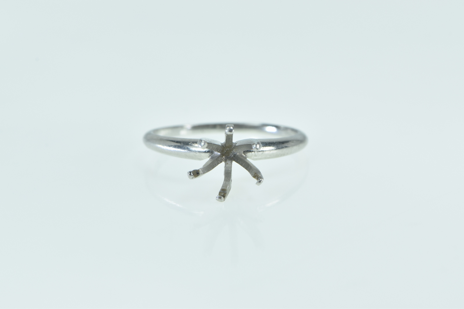 Platinum 6.75mm Round Engagement Setting Ring, Size 9