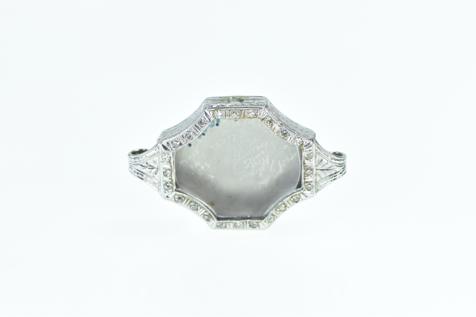 Platinum Art Deco 19.5x18.5mm Diamond Wrist Watch Case