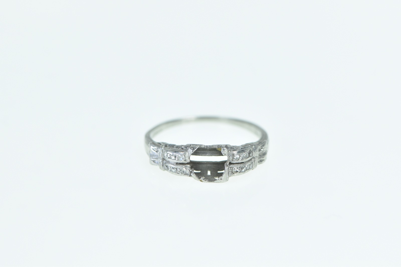 Platinum Art Deco Diamond Engagement Setting Ring, Size 5.5