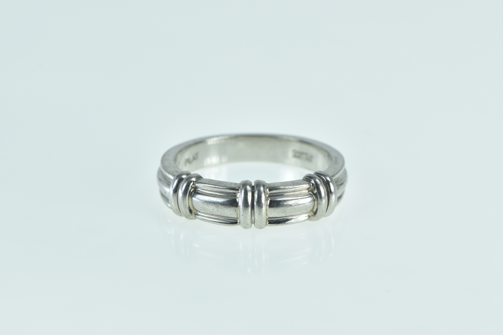 Platinum Scott Kay Men's Grooved Wedding Band Ring, Size 10.75