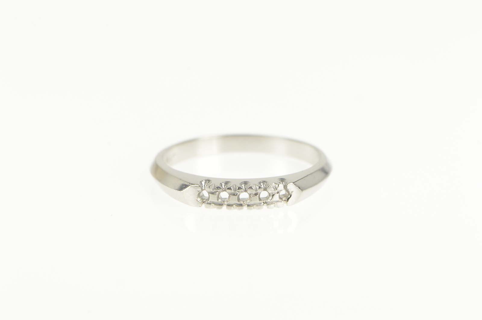 Platinum Vintage NOS Wedding Band Setting Ring, Size 5.5