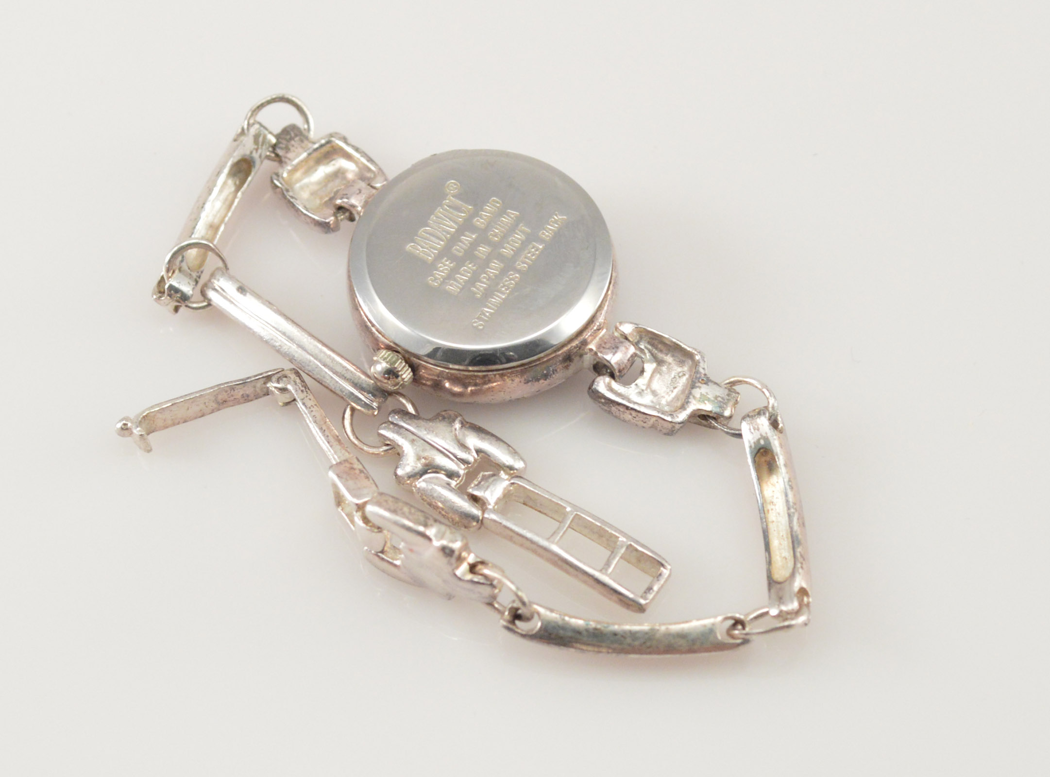 Solid Silver Mother of Pearl Face Badavici Watch with Roman 