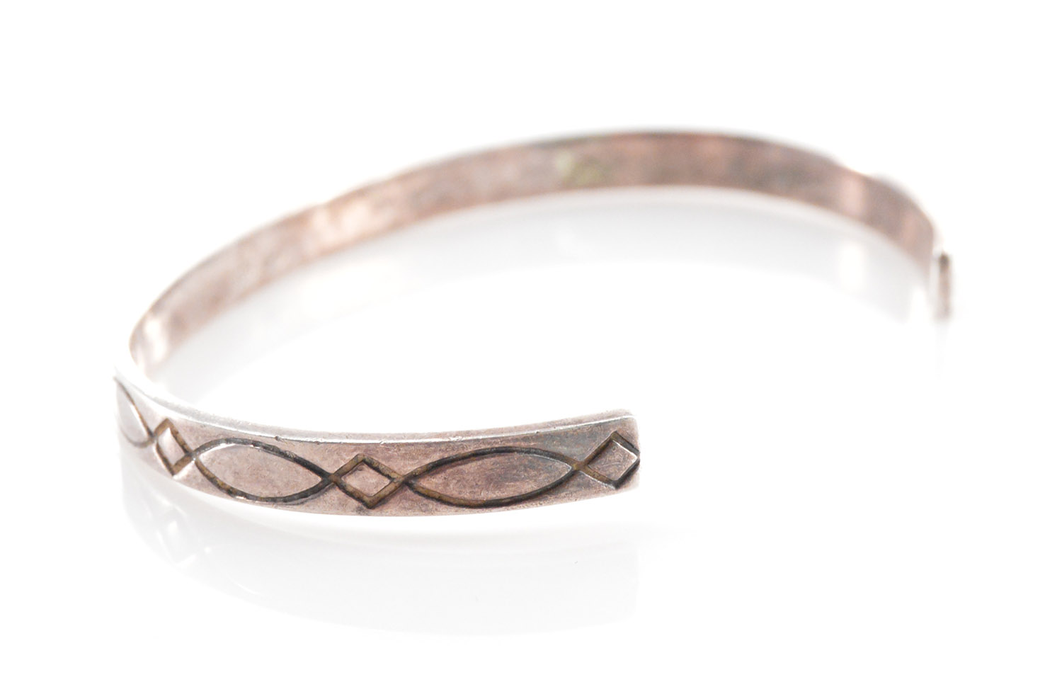 Solid Silver Stamped Bangle 2.25" Sterling Bracelet 8.9g Marked 925