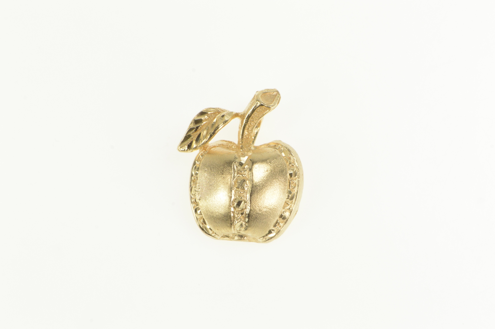 Sterling Diamond Cut Stylized Apple Teacher Symbol Pendant
