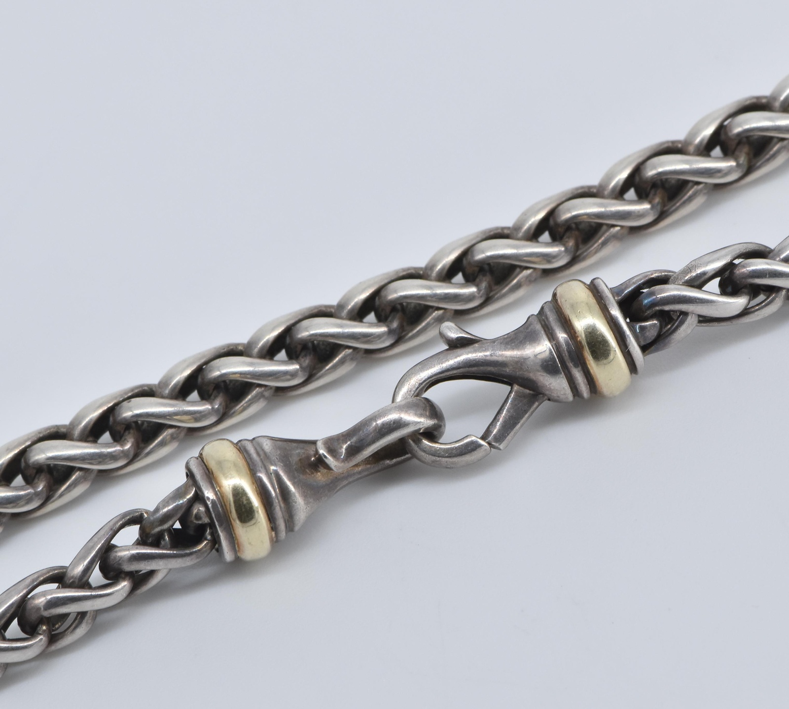 Sterling Silver 14k Gold Accent David Yurman Wheat Chain Necklace 15.75"