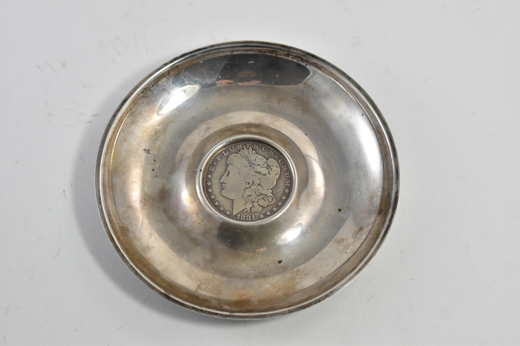 Sterling Silver 1881 Morgan Silver Dollar Coin Ash Tray