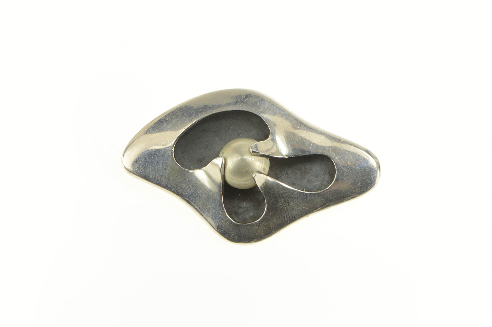 Sterling Silver 1950's Abstract Designer Curvy Statement Pin/Brooch