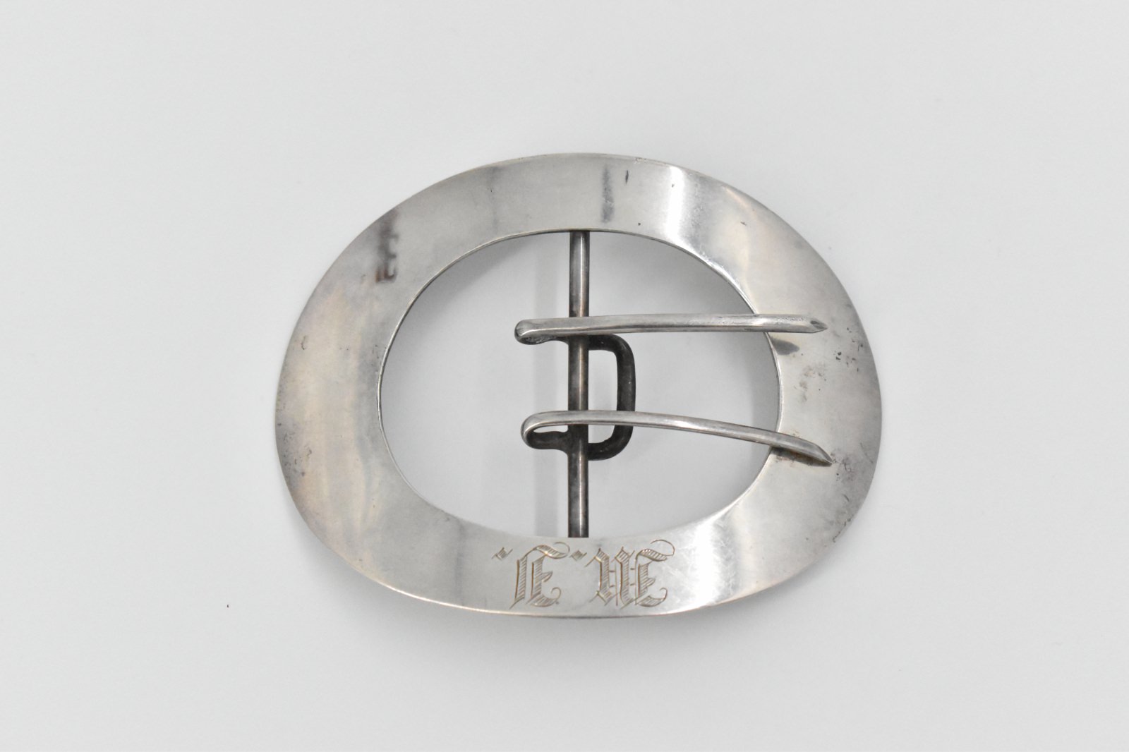 Sterling Silver Art Deco William B Kerr & Co Monogram Oval Belt Buckle