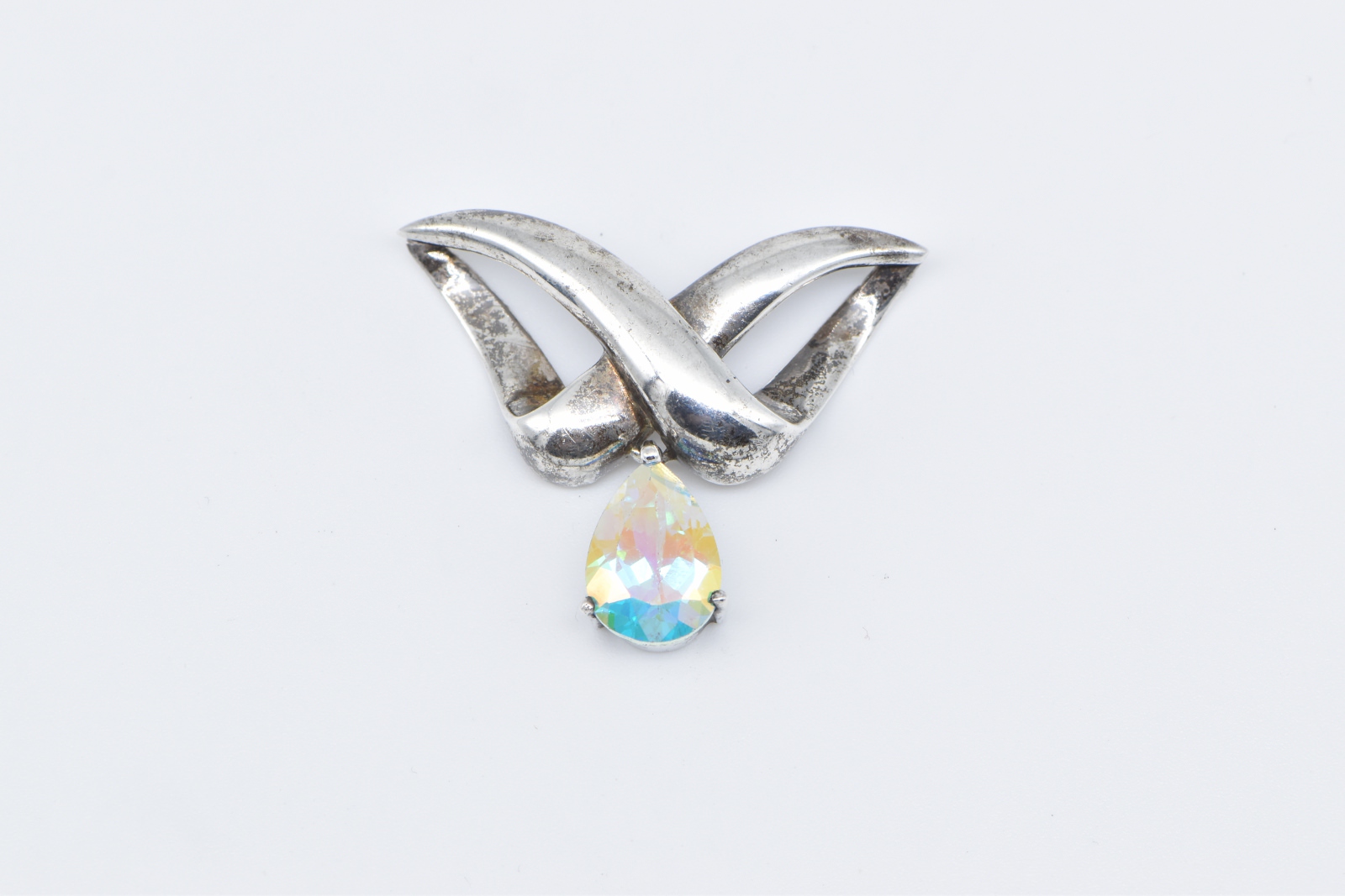 Sterling Silver Badavici Aurora Borealis Dangle Twist Slide Pendant