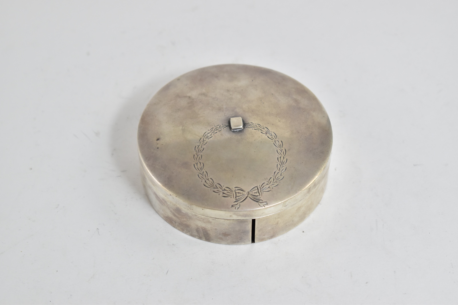 Sterling Silver Birks Sterling Wreath Round Pill Trinket Box