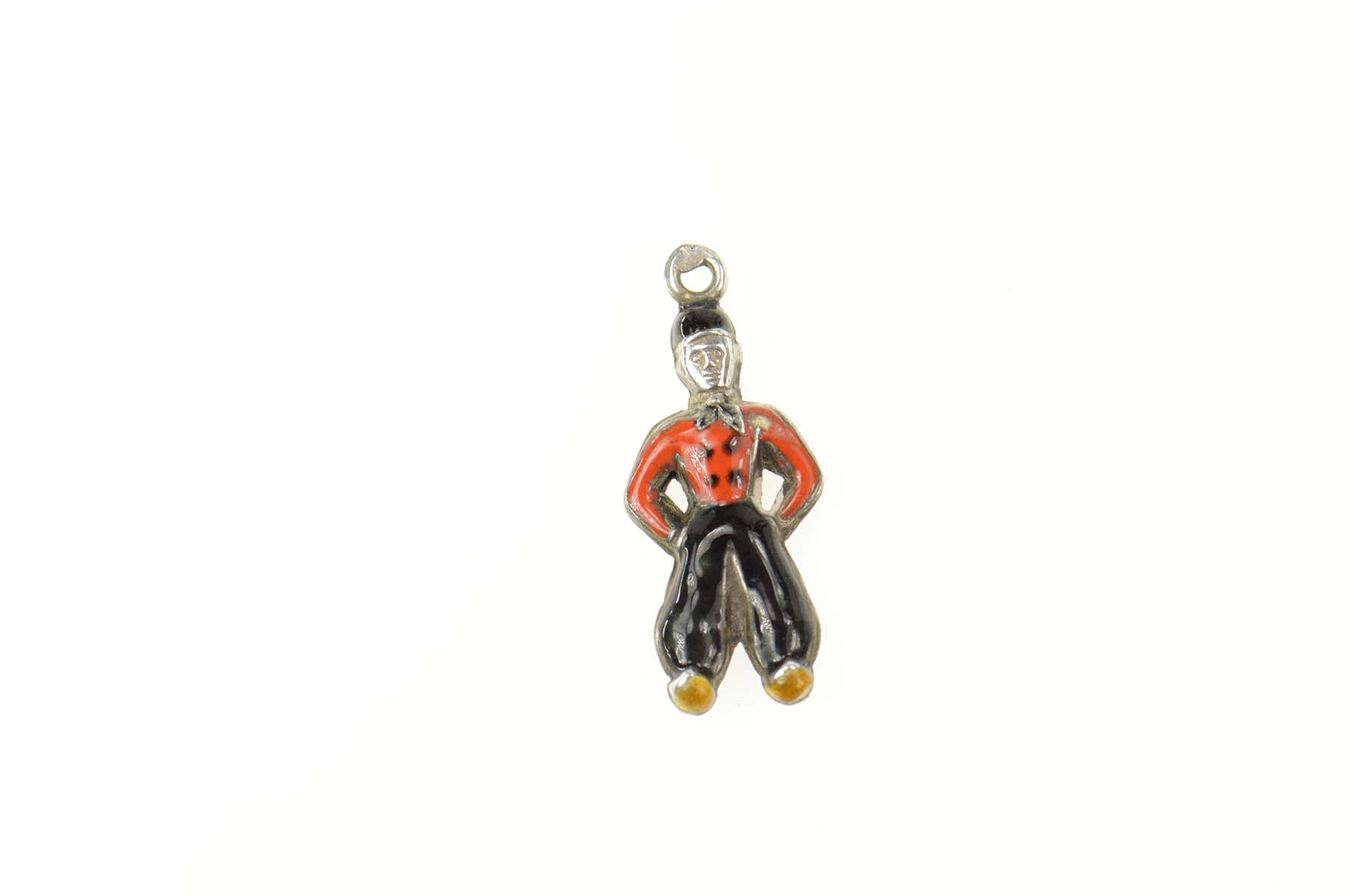 Sterling Silver Black & Red Enamel Dutch Netherlands Man Charm/Pendant