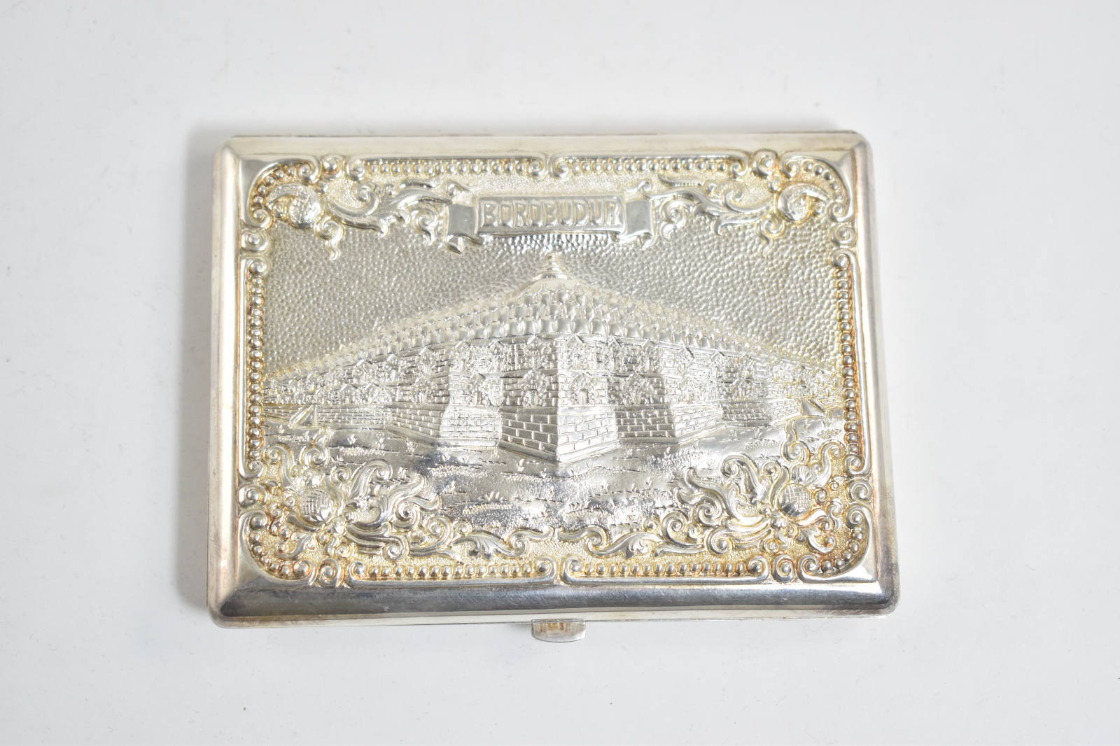 Sterling Silver Borobudur Buddhist Temple Indonesia Cigarette Case