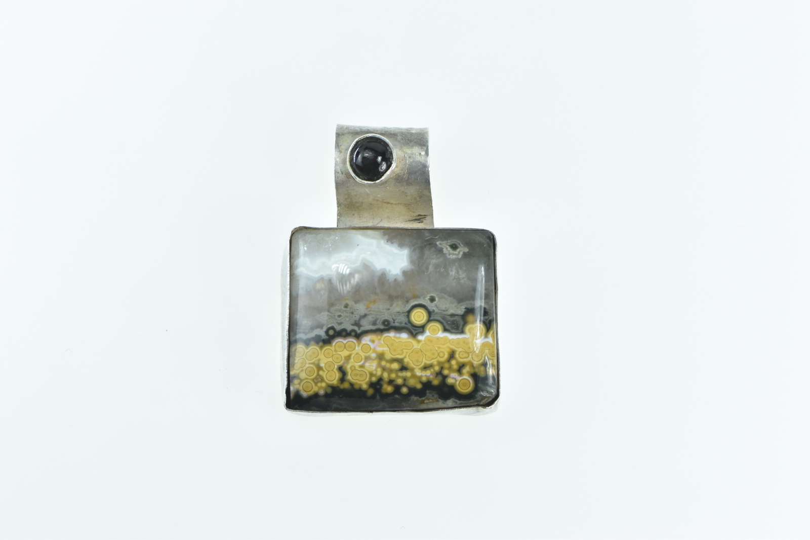 Sterling Silver Bumblebee Jasper Cat's Eye Southwestern Pendant