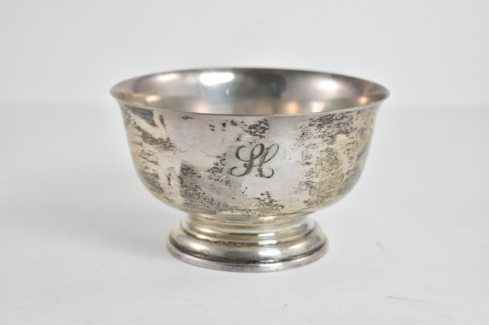 Sterling Silver Cartier Paul Revere Reproduction Footed Bowl H Monogram