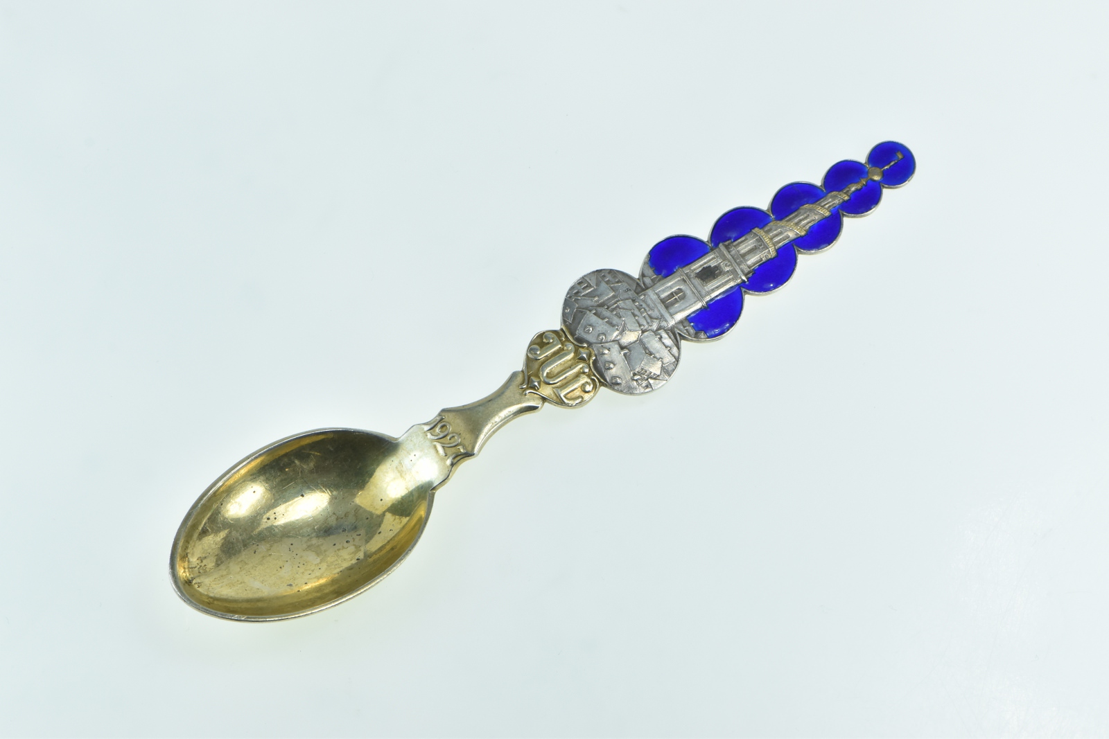 Sterling Silver Church of Our Savior Copenhagen Denmark Enamel Spoon
