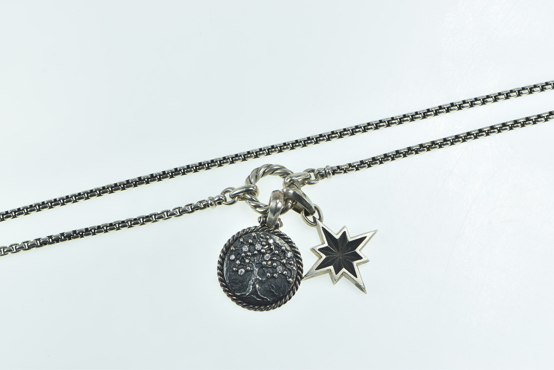 Sterling Silver David Yurman Maritime Star Three of Life Necklace 35"