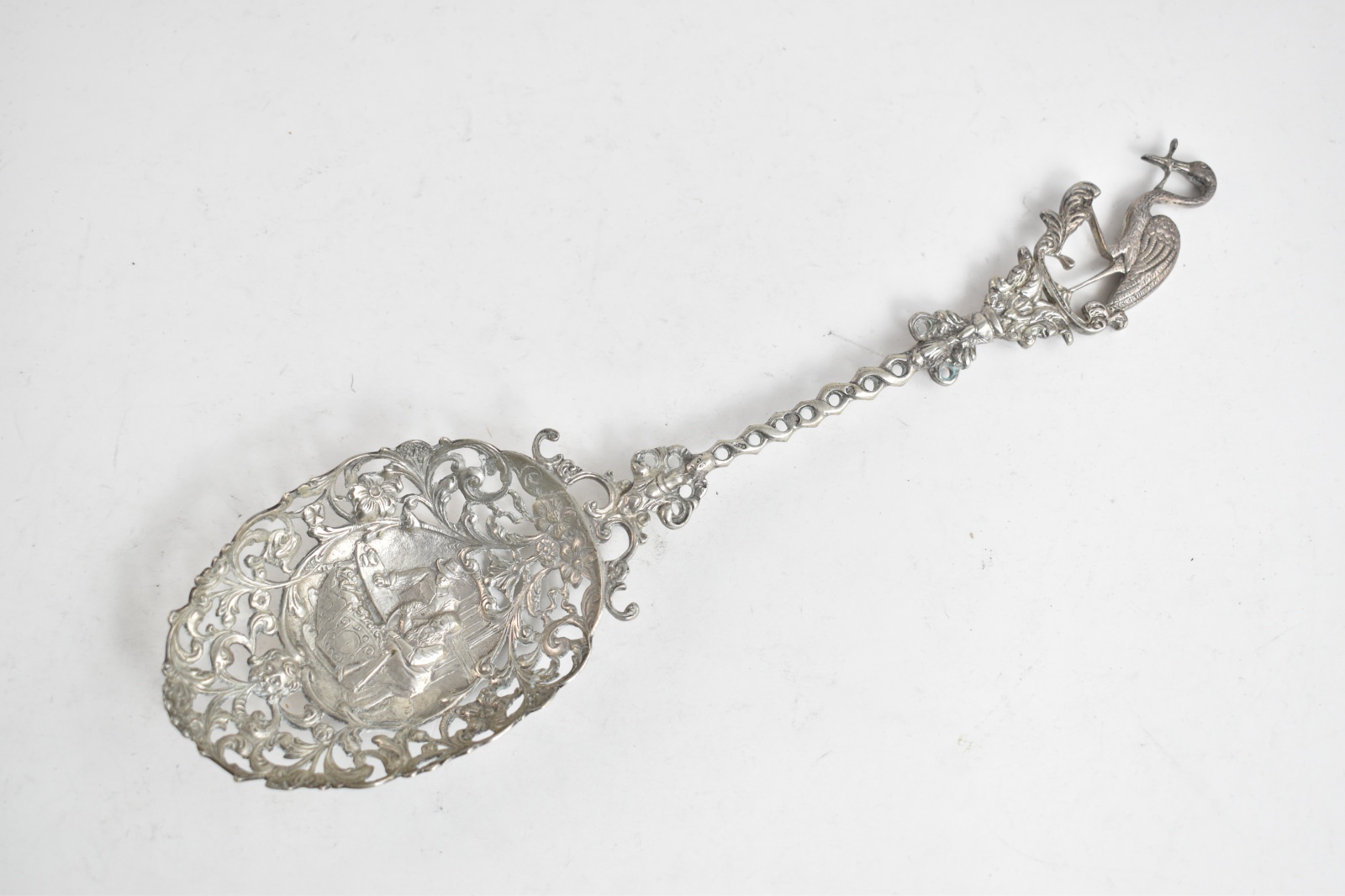 Sterling Silver Dutch Ornate Pierced Baroque Serving Spoon