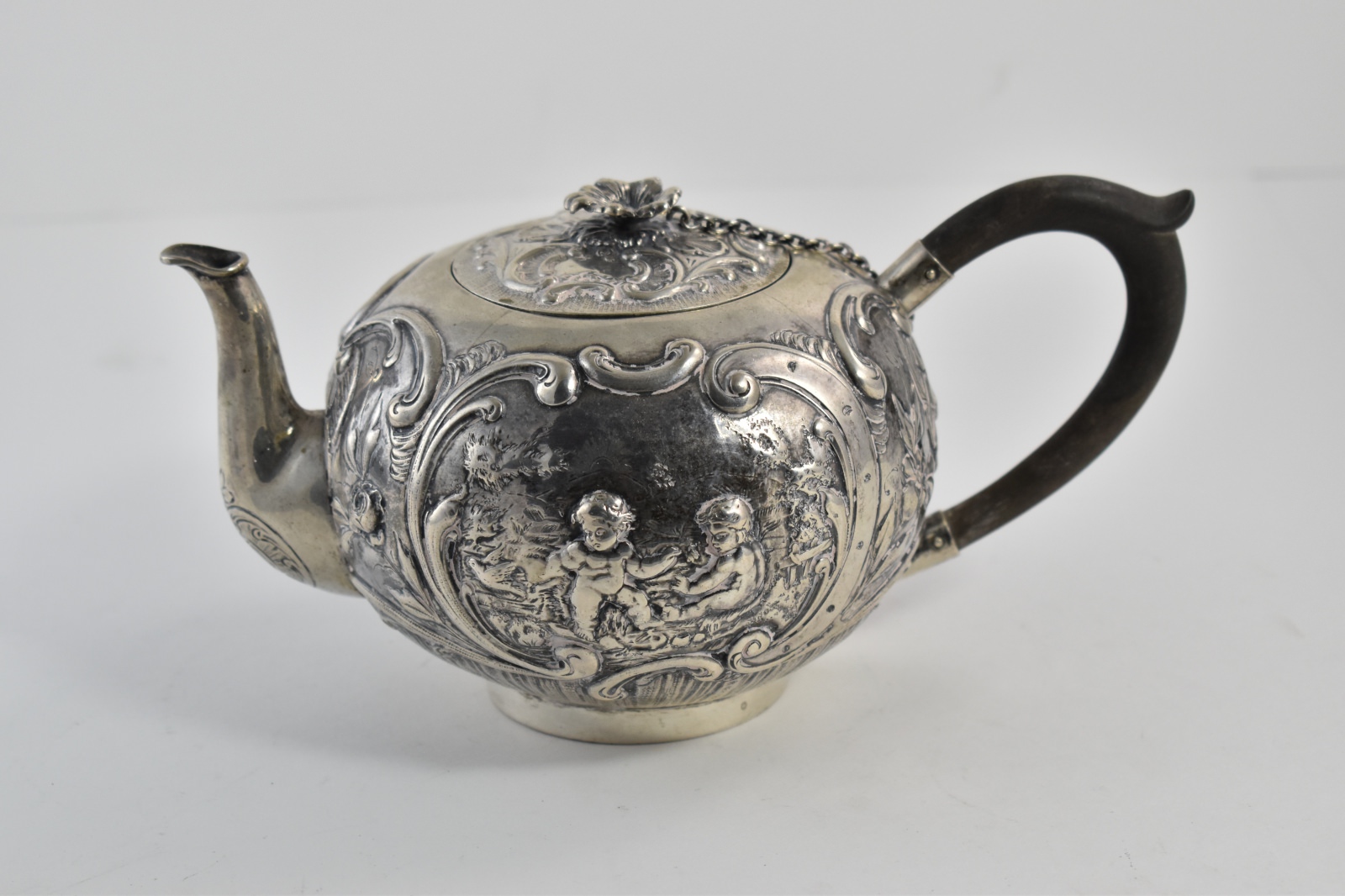 Reousse Sterling Silver Elaborate Rococo Repousse Tea Pot | Property Room