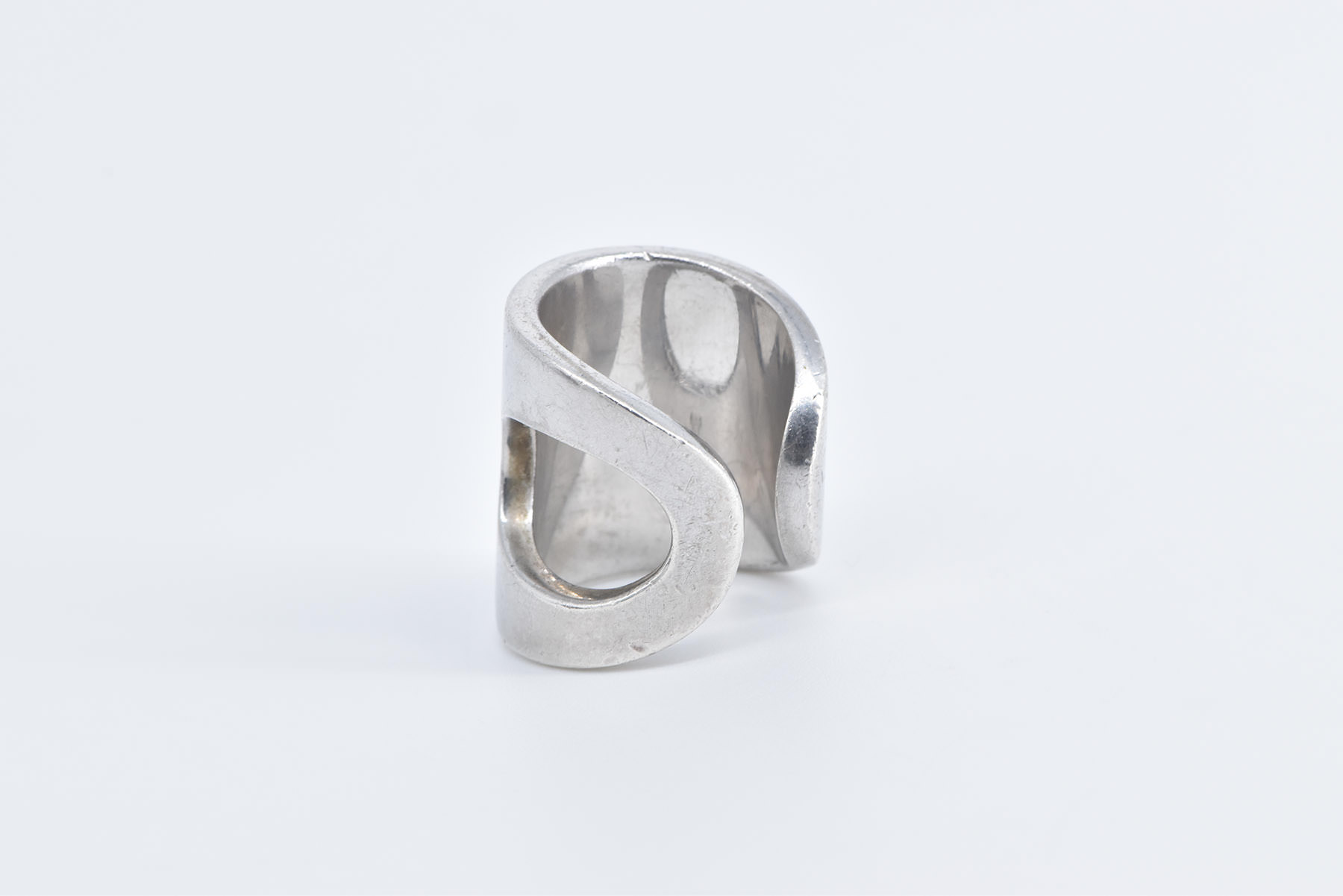 Sterling Silver Franco Pianegonda Designer Loop Curved Ring, Size 6.75
