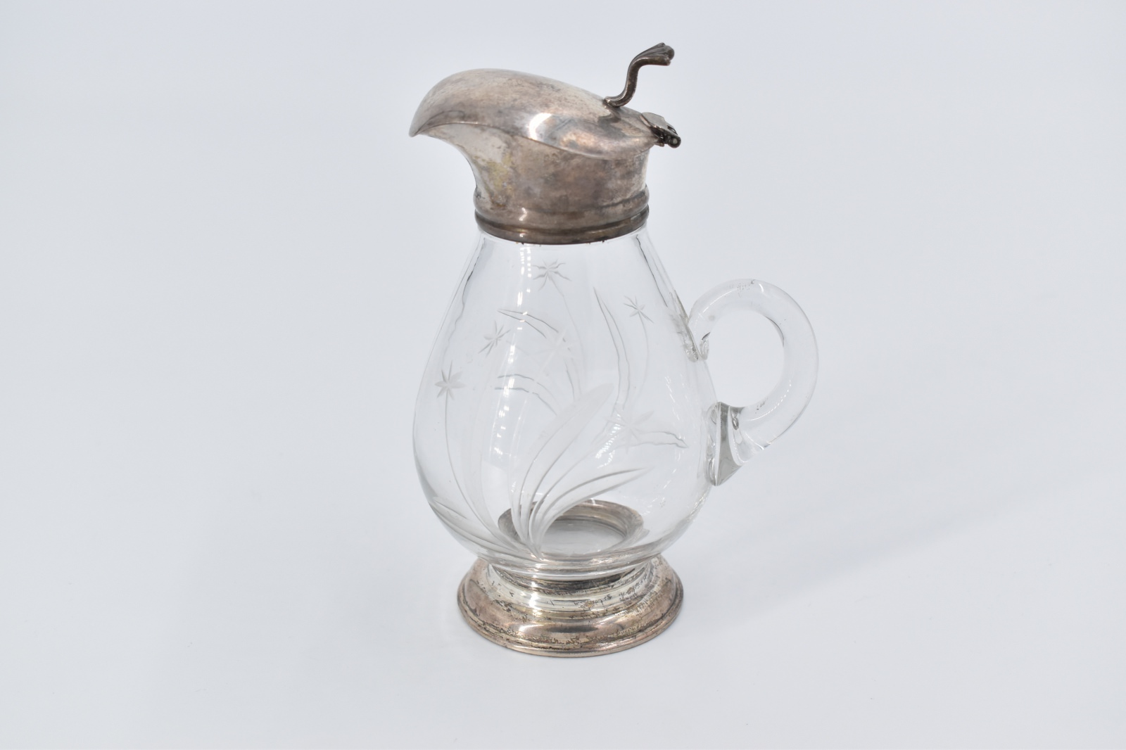 Sterling Silver Frank M Whiting & Co Cut Crystal Syrup Pitcher