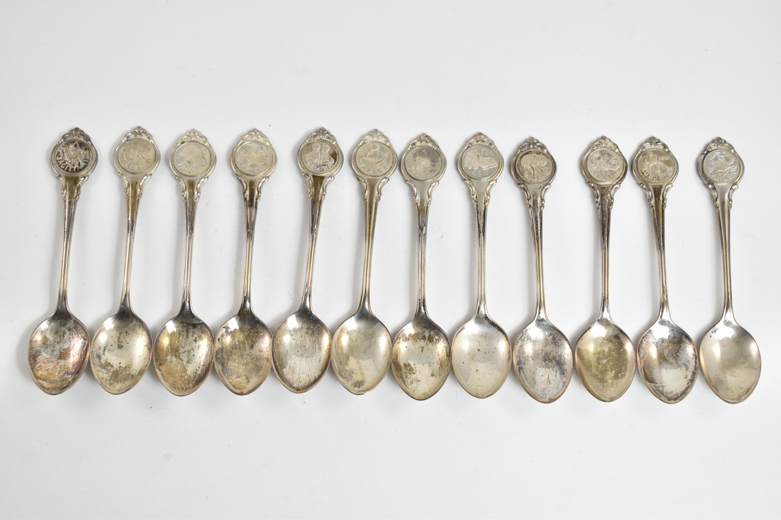 Sterling Silver Franklin Mint Zodiac Signature Edition Spoon Set (12 pcs.)
