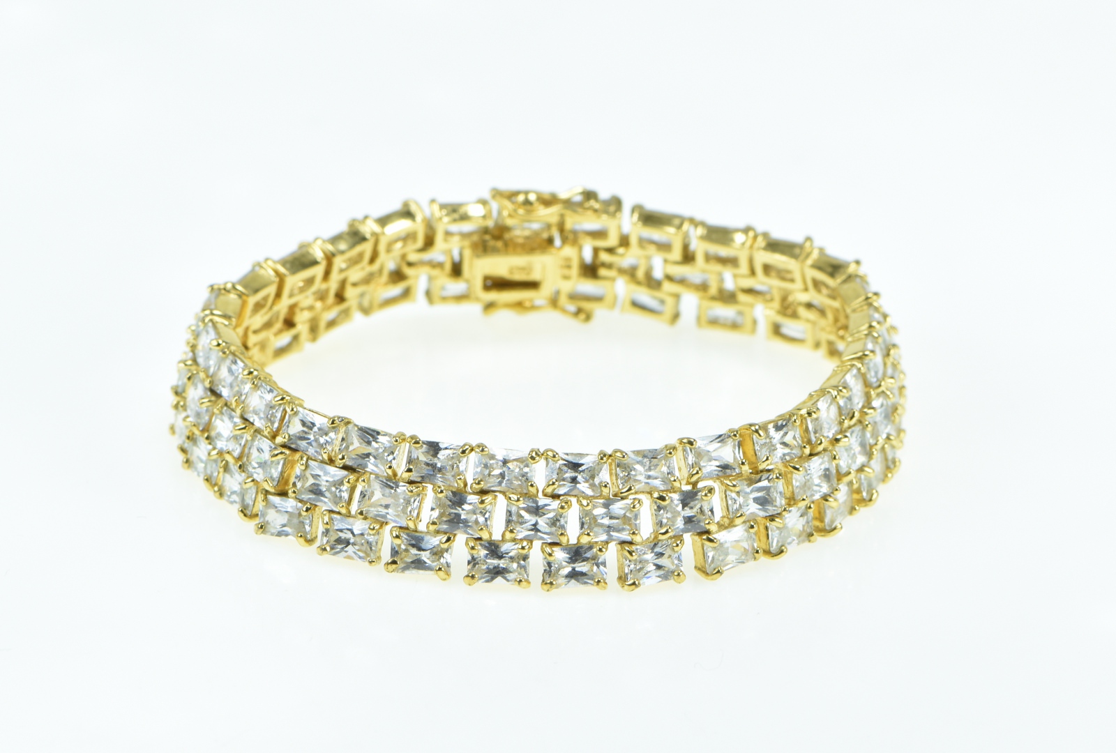 Silver Plated CZ Bracelet and Ring Set with Blue Stones main image 0