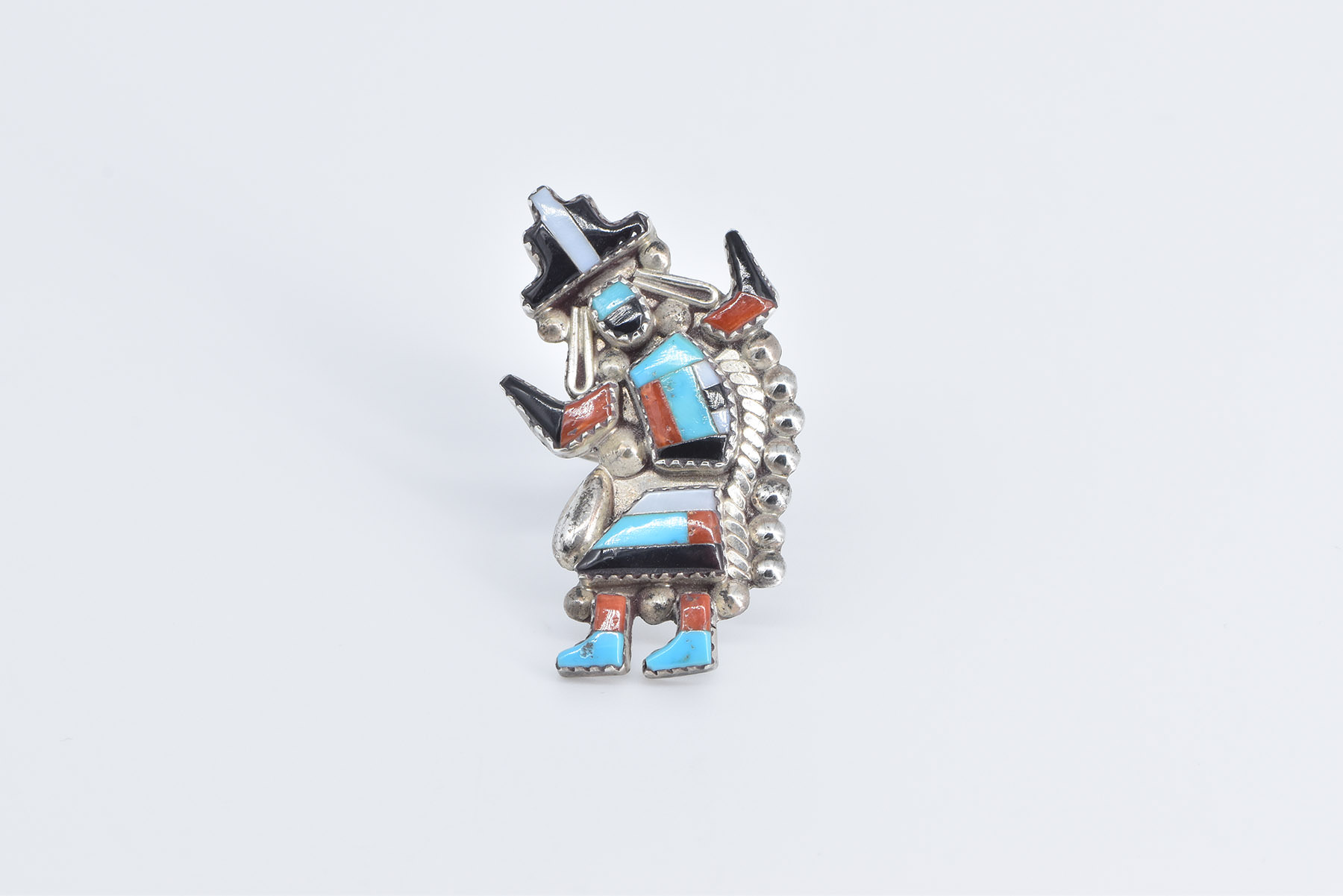 Sterling Silver G&P Vacit ca1950 Zuni Fetish Native American Ring, Size 7.75