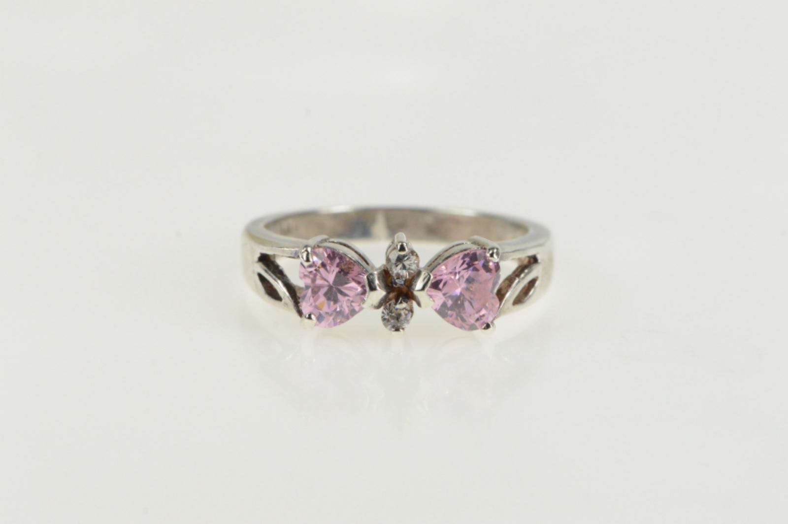 Sterling Silver Heart Pink CZ Love Symbol Promise Ring, Size 6