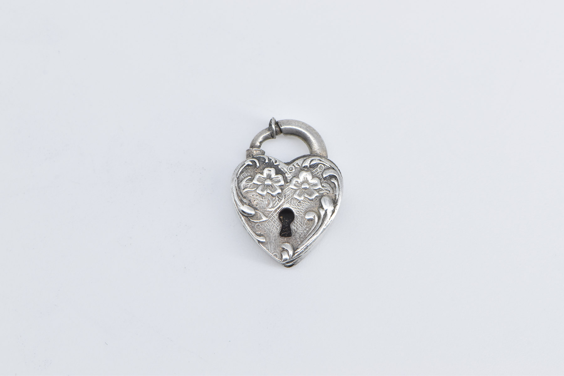 Sterling Silver Heart Puffy Locket Forget Me Not Clip Love Charm/Pendant