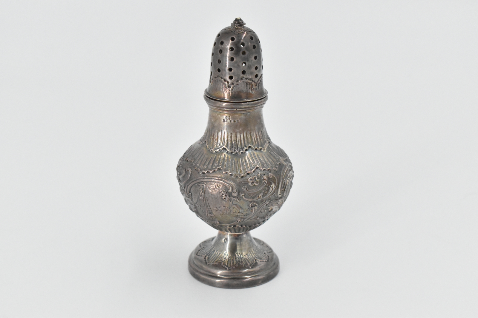 Sterling Silver Holland Ornate Scroll Design Windmill Salt Shaker