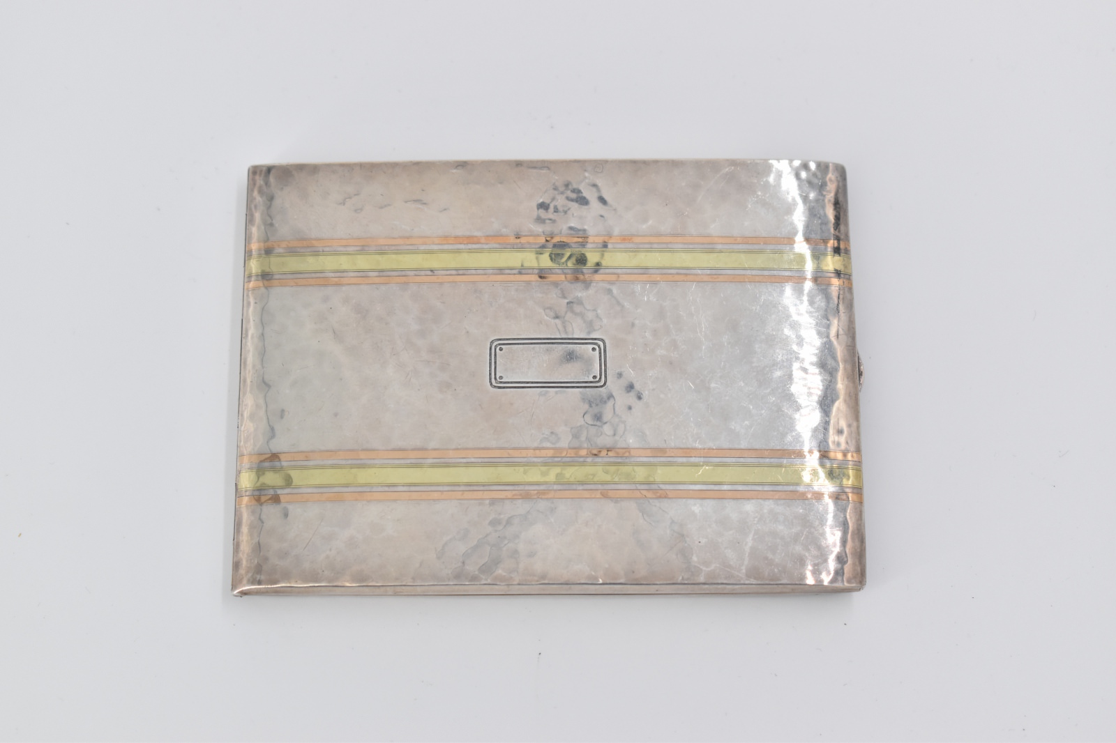 Sterling Silver International 14k Plated Inlay Antique Cigarette Case