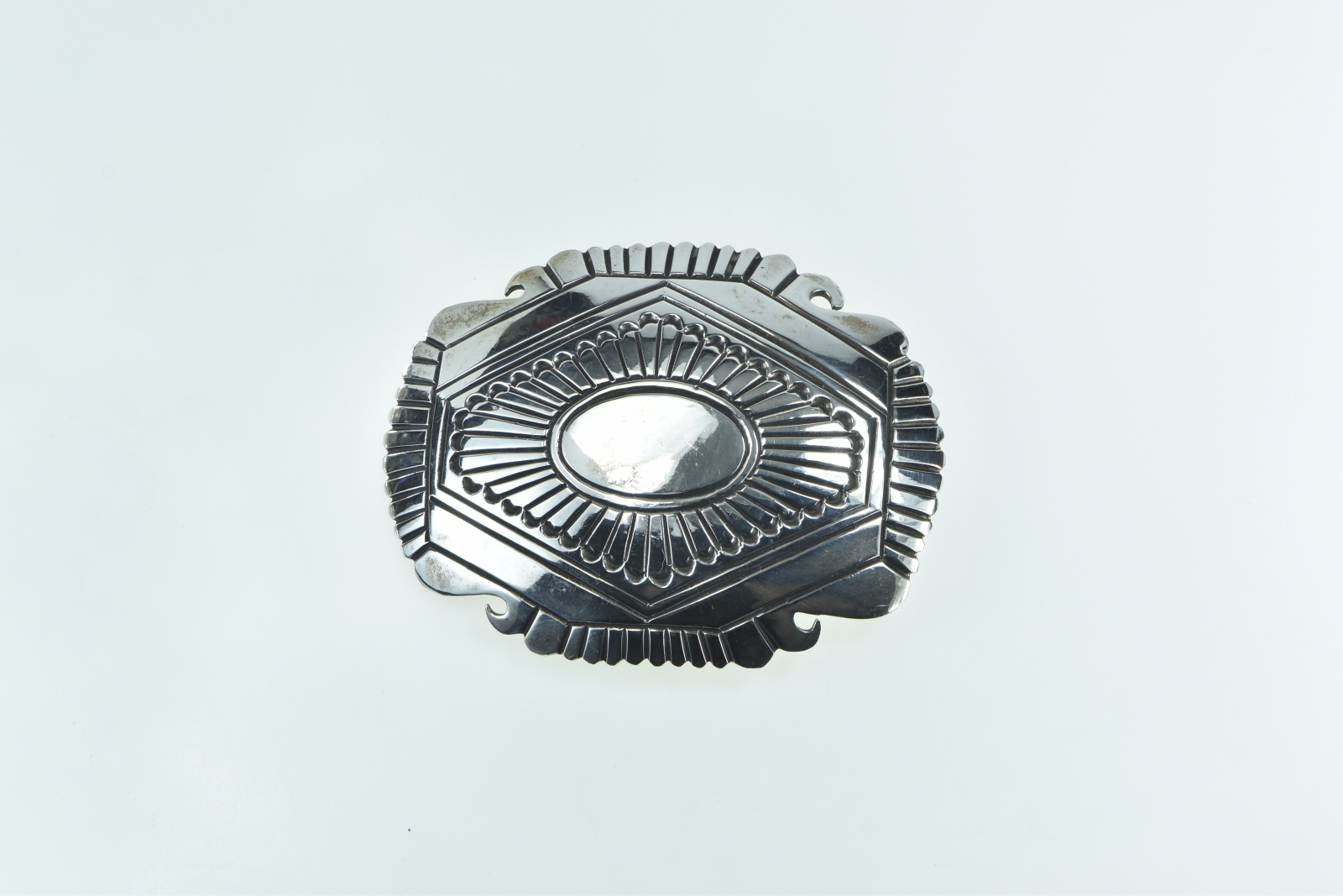 Sterling Silver Leon Martinez Navajo Ornate Native American Belt Buckle