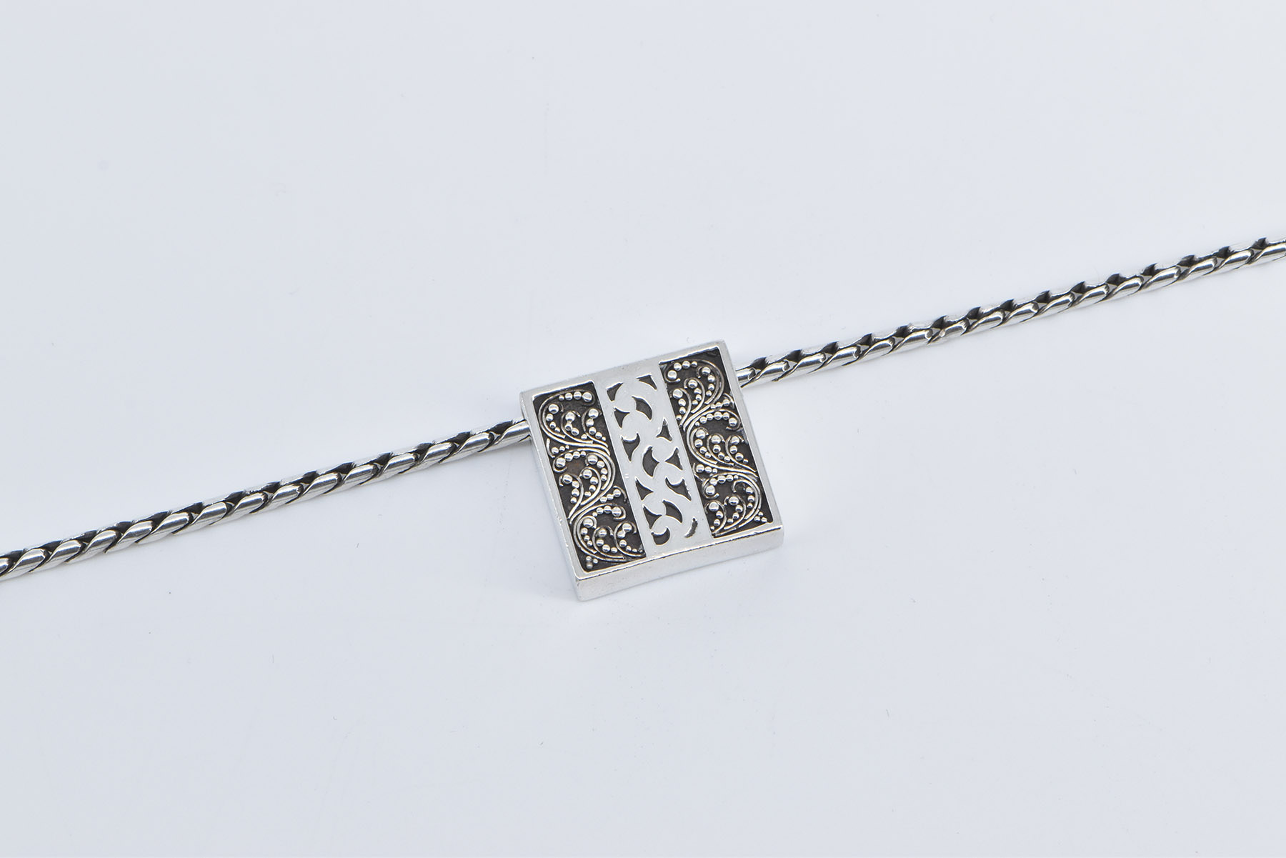 Sterling Silver Lois Hill Square Designer Dot Paisley Chain Necklace 19"