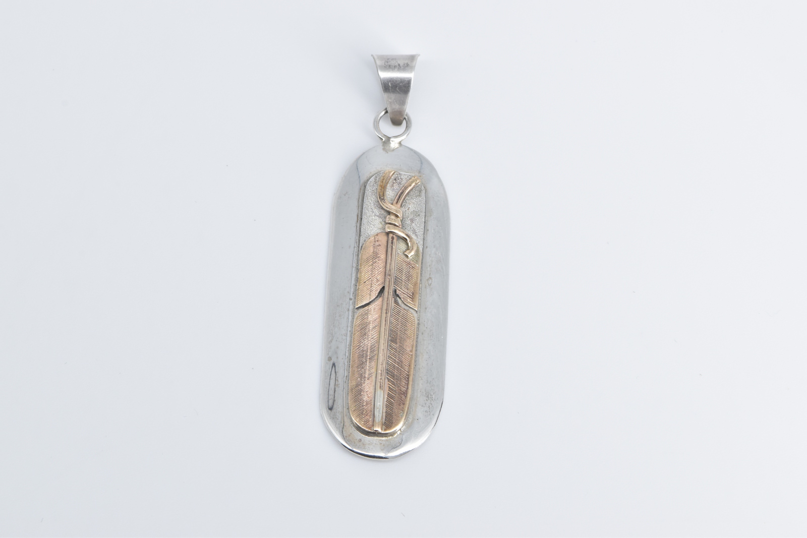 Sterling Silver Mark Yazzie Gold Filled Feather Native American Pendant