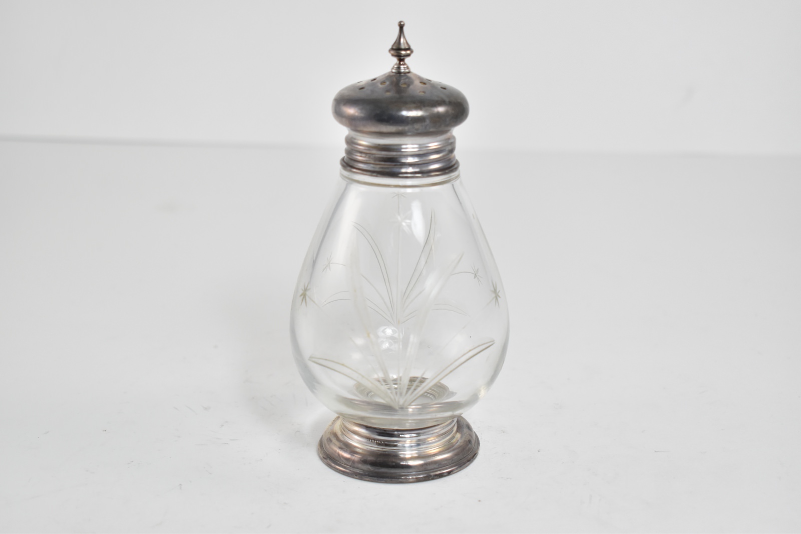 Sterling Silver Mid Century Glass Salt Pepper Shaker