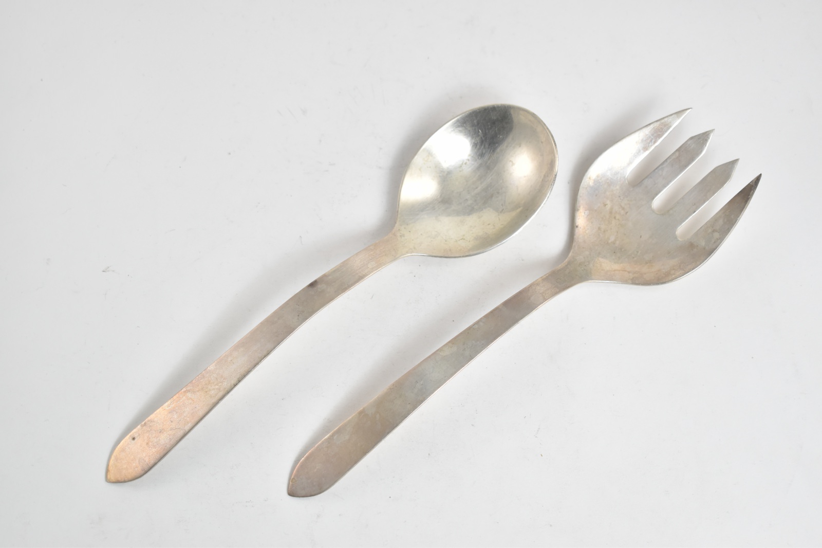 Sterling Silver Mid Century Mexican Salad Serving Set 2 Pcs.