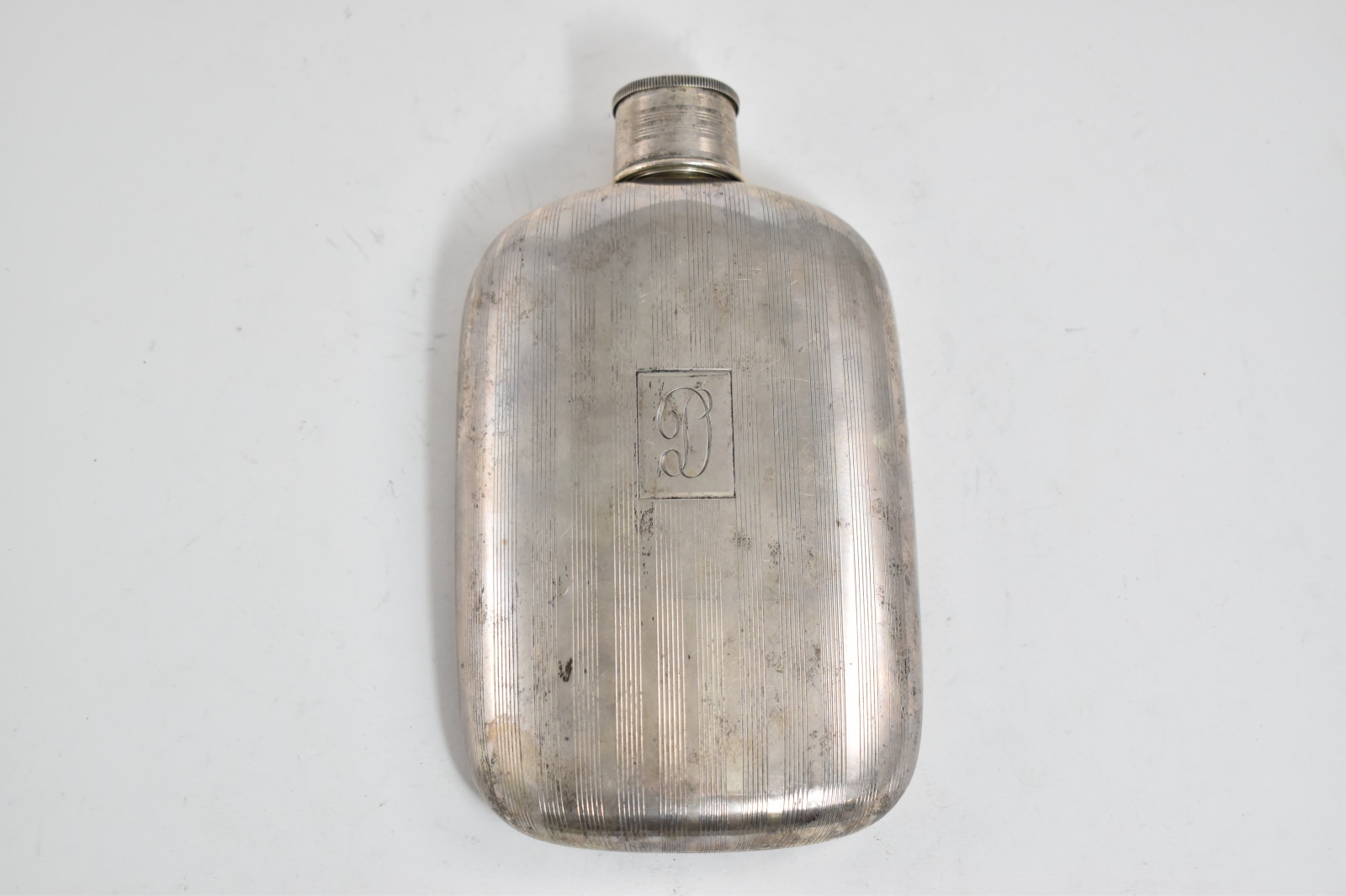 Sterling Silver Napier Sterling D Monogram Flask & Shot Glass