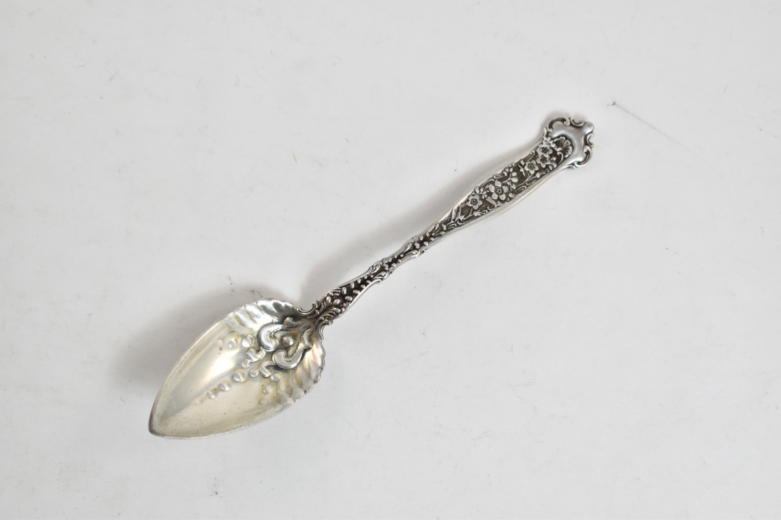 Sterling Silver Ornate Floral Dessert Tea Spoon