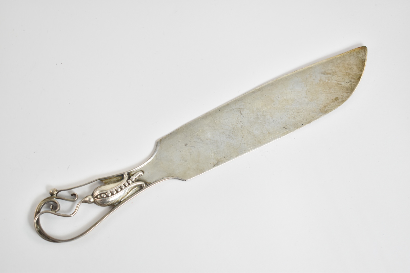 Sterling Silver Ornate Floral Motif Handmade Cake Knife